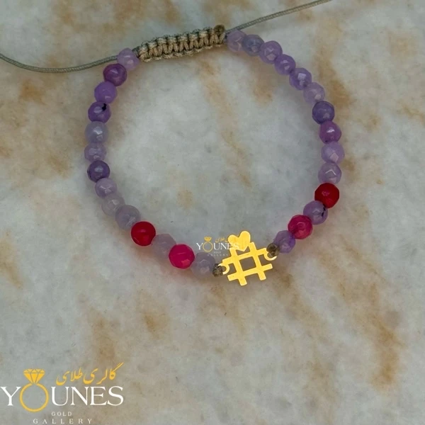 دستبند هشتگ قلب طلا لیزری